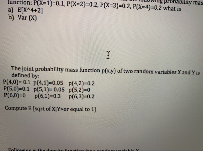 Solved U Tonowinng Probability Mas Unction Px 1 0 1 P Chegg Com