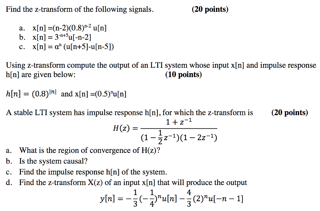 Solved Find The Z Transform Of The Following Signals Chegg Com