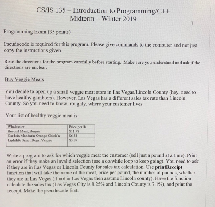 Solved Csis 135 Introduction To Programmingc Midterm - 