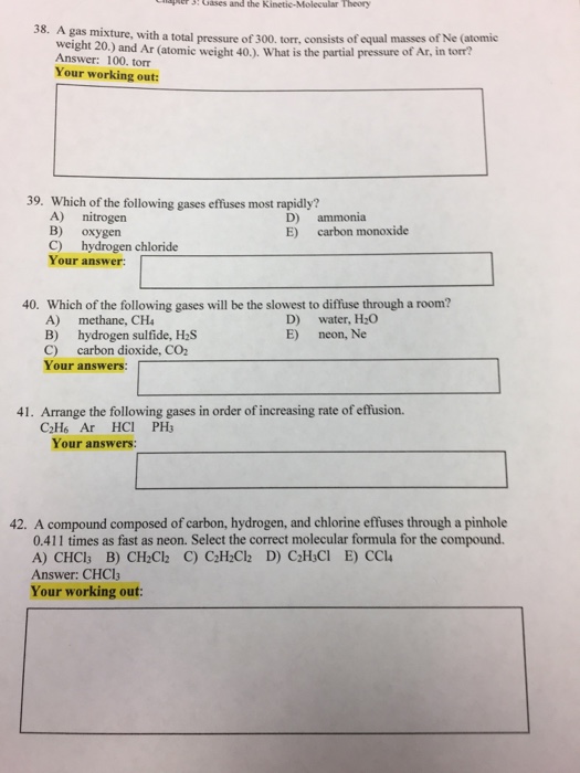 Solved Gases And The 38. A Gas Mixture, A Total Pressure Of | Chegg.com