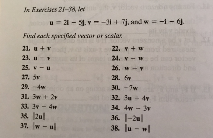 Solved In Exercises 21 38 Let U 2i 5j V 3i 7j Chegg Com