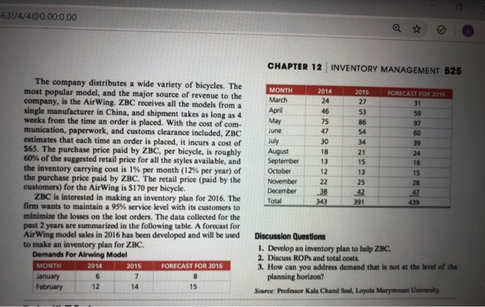 631/4/4@0.00:0.00 chapter 12 inventory management 525 the company distributes a wide variety of bicycles. the m most popular