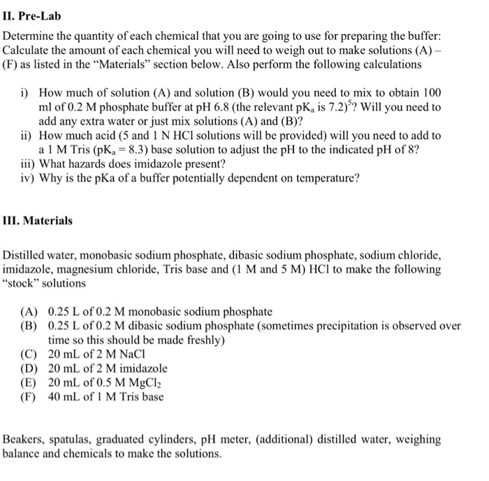 Solved Iipre Lab Determine The Quantity Of Each Chemical Chegg Com