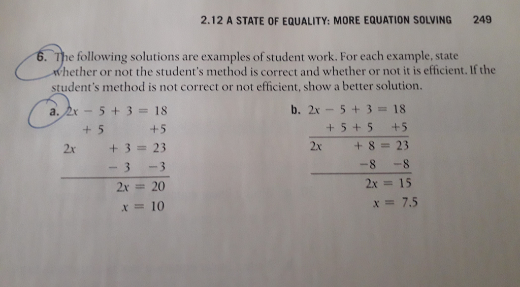 2 12 A State Of Equality More Equation Solving 249 E Chegg Com