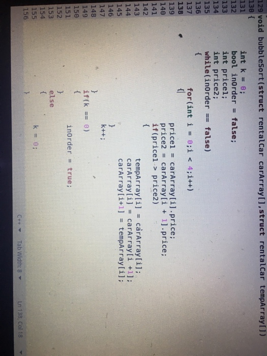 Solved Function To Sort 5 Rental Cars In A Structure By P Chegg Com