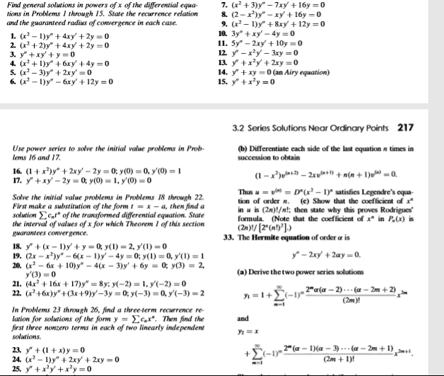 Solved Find General Solutions In Powers Ofx Of The Chegg Com