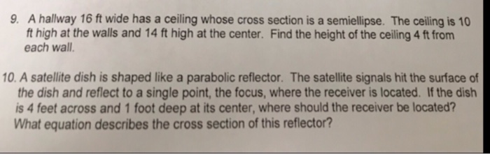 Solved 9 A Hallway 16 Ft Wide Has A Ceiling Whose Cross