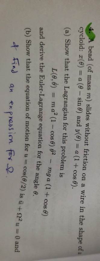 Solved Bead Of Mass M Slides Without Friction On A Wire Chegg Com