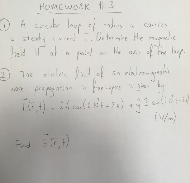 HOMEWORK #3 ① A Cruh/ loor -l -div, a carr.es stead curent I Determine the maenet c 1 วว 2The leero.pc x 4 Cos v/n)