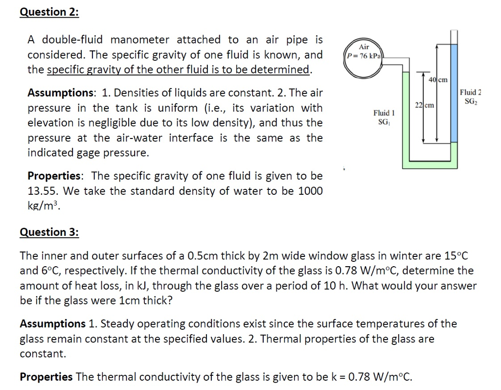Solved Question 2 A Double Fluid Manometer Attached To A - 