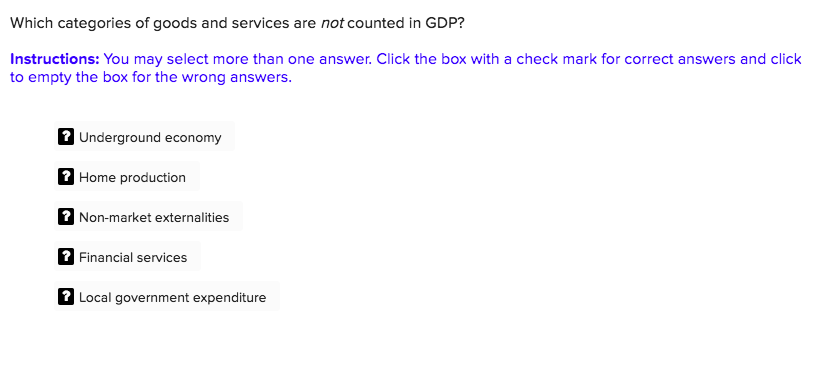 solved which categories of goods and services are not cou what is not counted in gdp