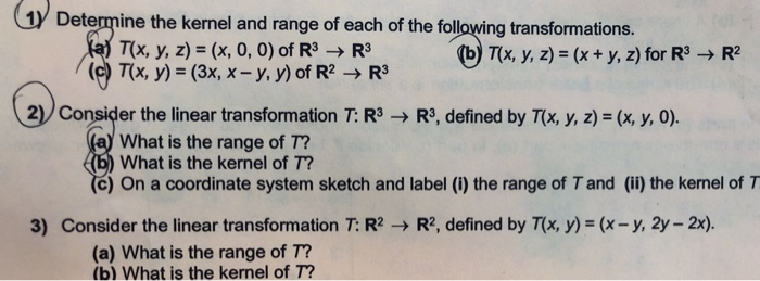 Solved 1 Determine The Kernel And Range Of Each Of The Fo Chegg Com