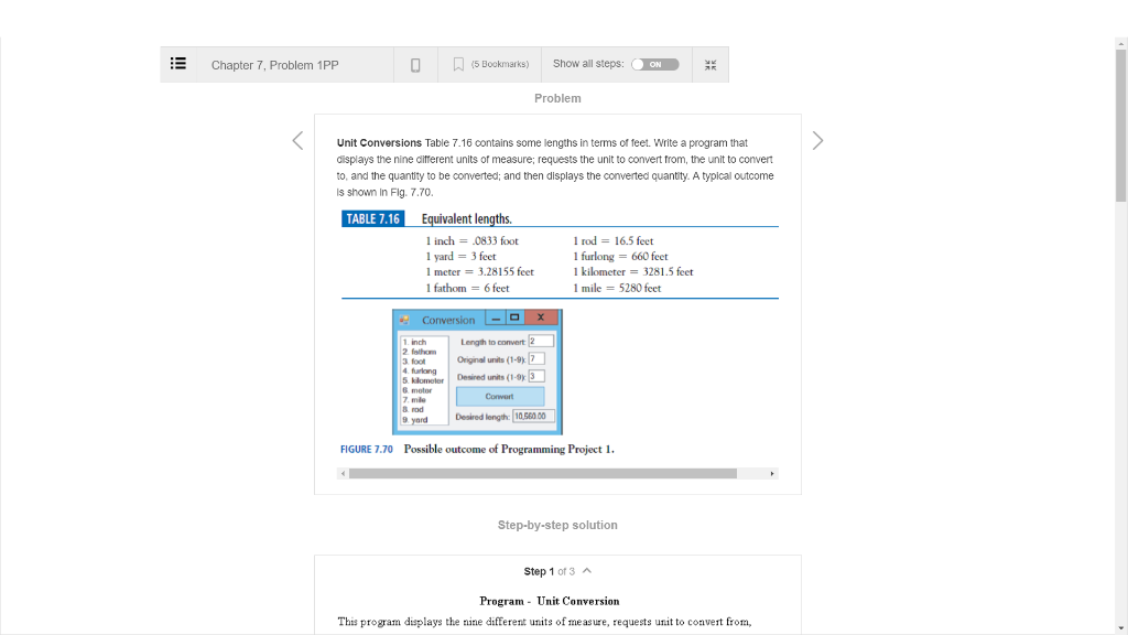 1 1 1 5 Bookmarks) Show all steps: Chapter 7, Problem 1PP Problem Unit Conversions Table 7.16 contains some lengths in terms