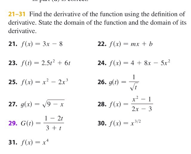 Solved 21 31 Find The Derivative Of The Function Using Th Chegg Com