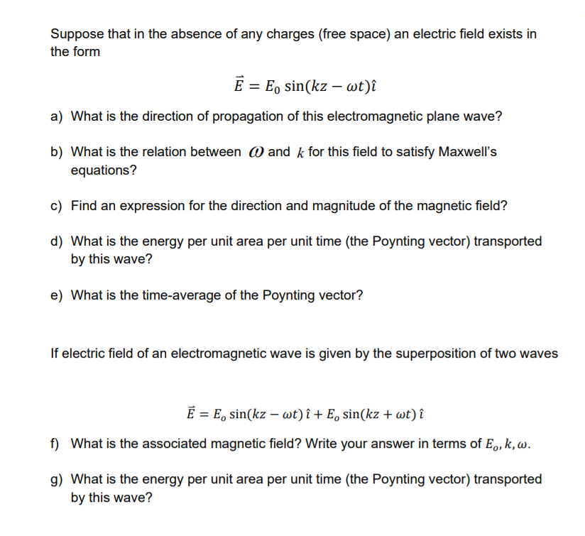 Solved Suppose That In The Absence Of Any Charges Free S Chegg Com