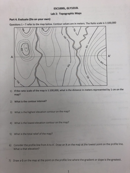 topographic map lab earth science Solved Esc1000l Gly1010l Lab 2 Topographic Maps Part 4 topographic map lab earth science