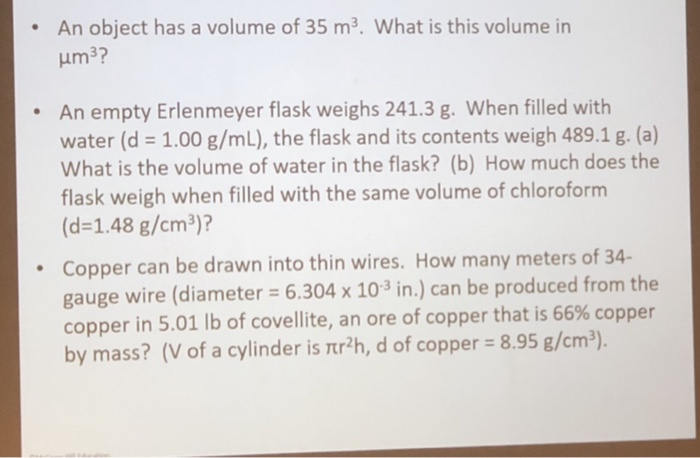 An Object Has A Volume Of 35 M3 What Is This Volume Chegg Com