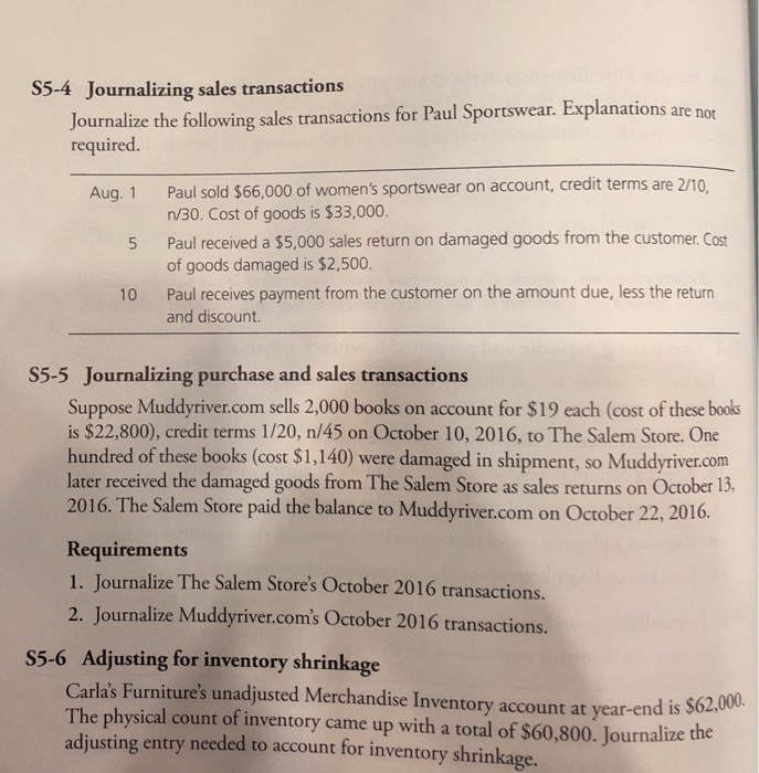 Solved 2 Tournalizing Purchase Transactions S5 Ider The Chegg Com