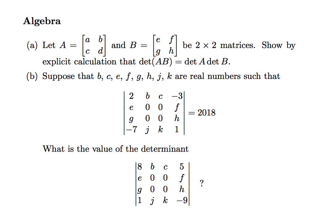 Solved Algebra A Let A Be 2 X 2 Matrices Show By An Chegg Com