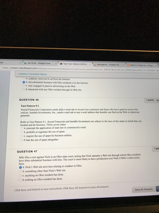 Solved: My Drive-Google Drive A Take Test × Https: Assessm  