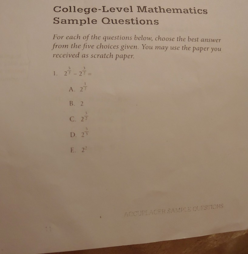 Solved College-Level Mathematics Sample Questions For Each | Chegg.com