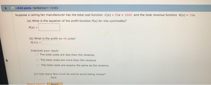 Solved 22x 6800 And The Total Revenue Function R X 68