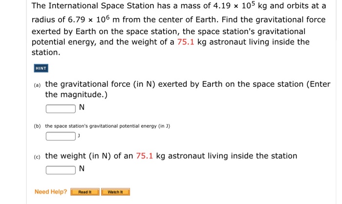 Solved The International Space Station Has A Mass Of 4 19 Chegg Com