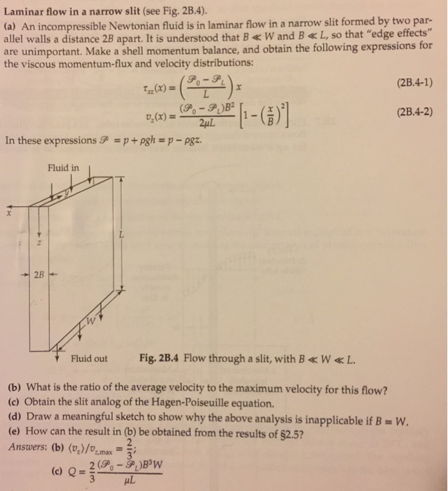 Solved A An Incompressible Newtonian Fluid Is In Lamina Chegg Com