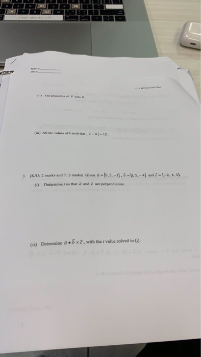 Solved 3 Kju 2 Marks And T 2 Marks Given A 0 3 1 Chegg Com