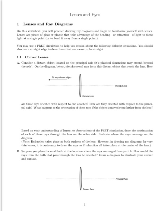 Solved Lenses And Eyes 1 Lenses And Ray Diagrams On This Chegg Com