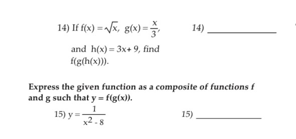 Solved 14 If F X Yk G X And H X 3x 9 Find F G H