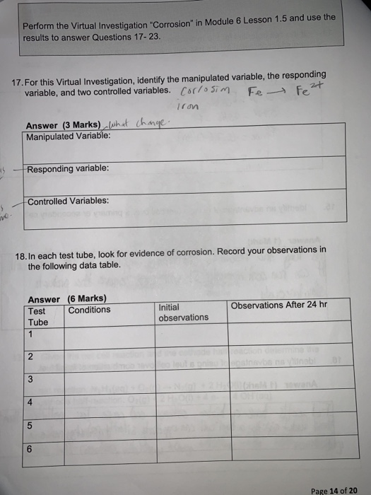 Perform The Virtual Investigation Corrosion In Chegg Com