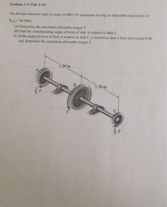 The 60 Mm Diameter Shaft Is Made Of 6061 T6 Aluminum Chegg 