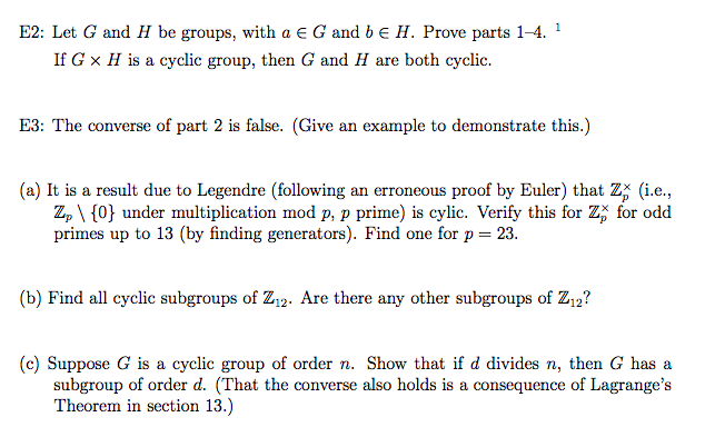 Solved E2 Let G And H Be Groups With A E G And Be H Pr Chegg Com