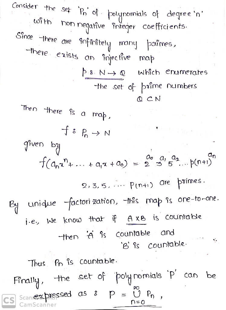 Solved 2 Prove Set Polynomials One Variable Integral Coefcents Countable Hint Set Split Finite Gr Q