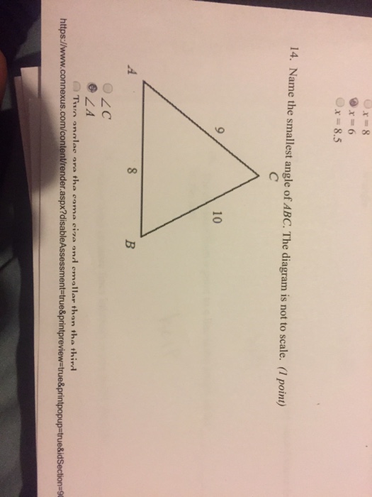 Ox 8 5 14 Name The Smallest Angle Of Abc The Chegg 