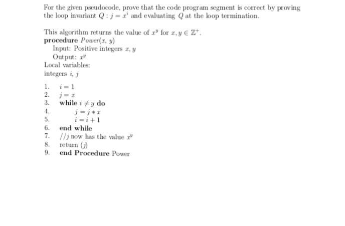 pseudocode program