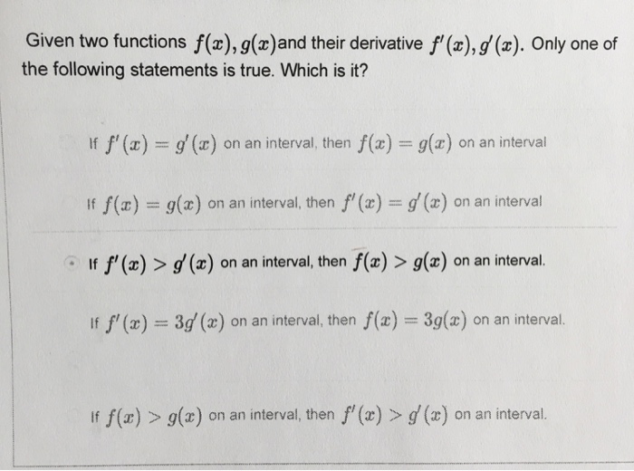 Solved Given Two Functions F Z G X And Their Derivative Chegg Com