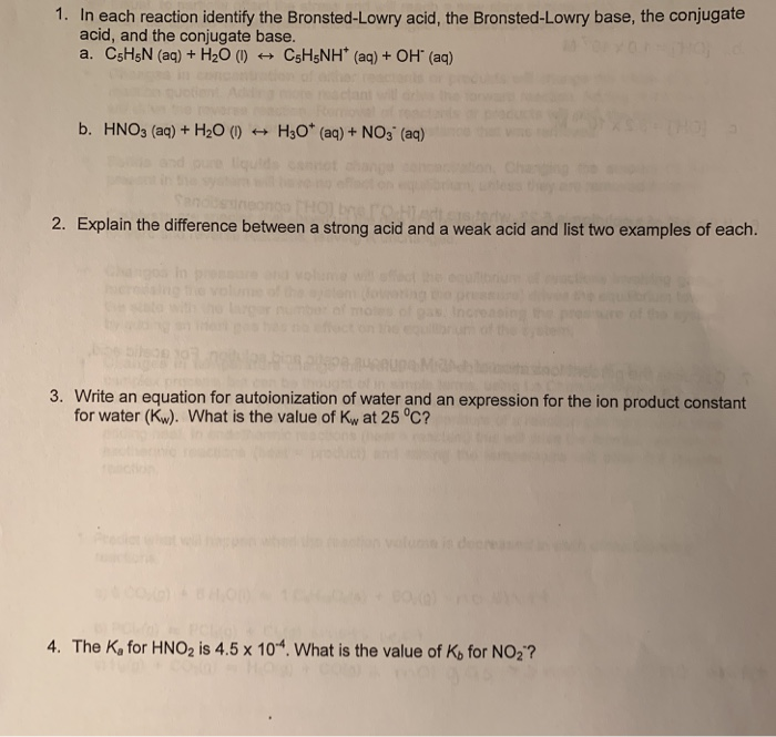 Solved 1. In Each Reaction Identify The BronstedLowry Ac