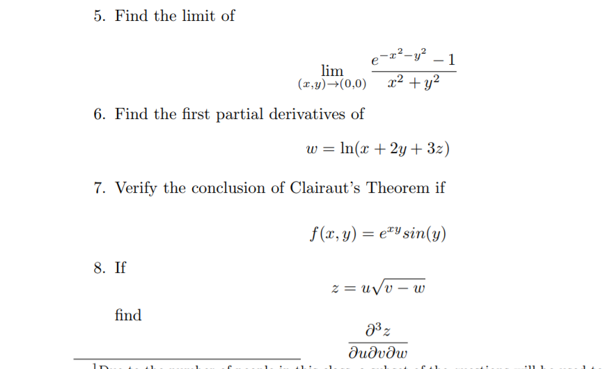 Solved 5 Find The Limit Of 2 1 Lim Z Y 0 0 X2 Y2 6 Chegg Com