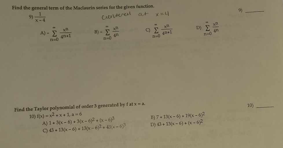 Solved Find The General Term Of The Maclaurin Series For The Chegg Com