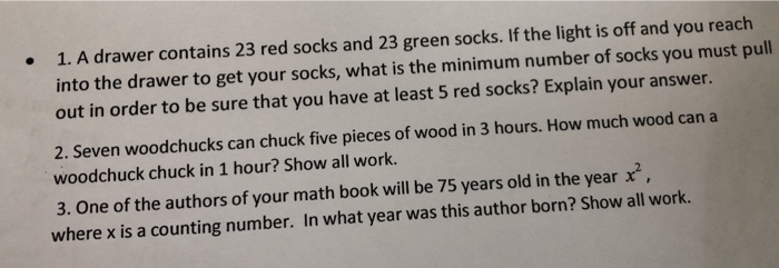 Solved 1 A Drawer Contains 23 Red Socks And 23 Green Soc