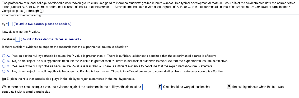 Solved Two Professors A A Local College Developed A New E Chegg Com