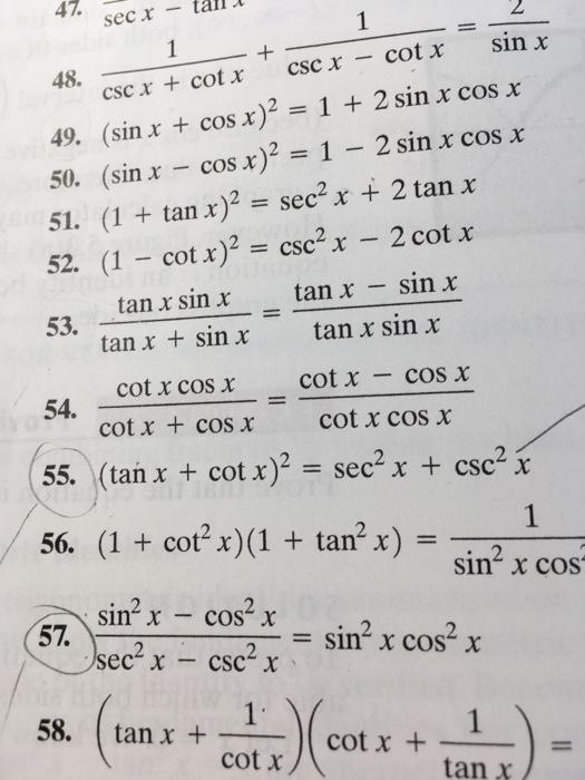 Solved 47 Secx Tail J 2 Sc Cot X Cscx Cotx Sin X 49 Chegg Com