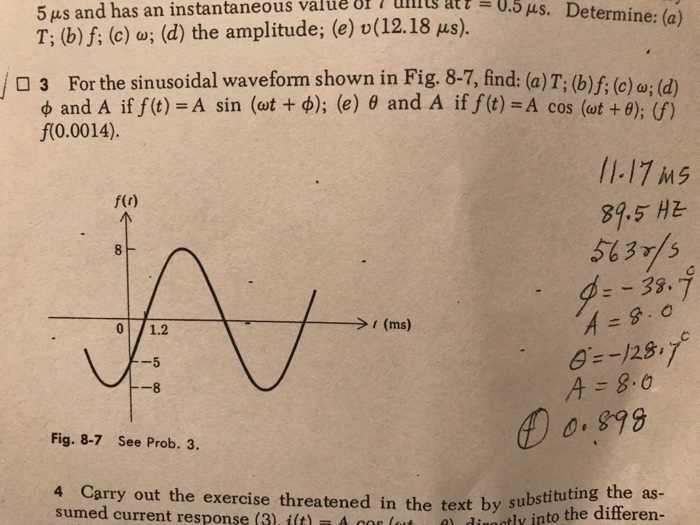 Solved For The Sinusoidal Waveform Shown In The Figure Fi Chegg Com