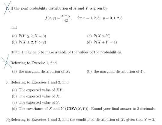 Solved If The Joint Probability Distribution Of X And Y I Chegg Com