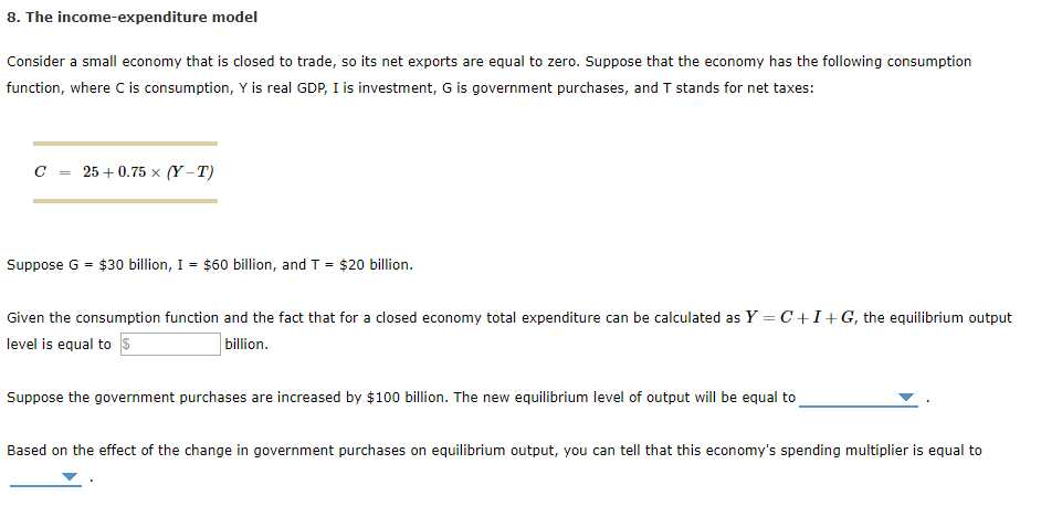 Solved 8 The Income Expenditure Model Consider A Small E Chegg Com