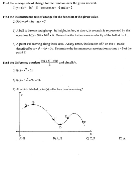 Solved Find The Average Rate Of Change For The Function O Chegg Com