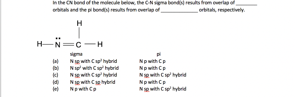 Solved In The Cn Bond Of The Molecule Below The C N Sigm Chegg Com
