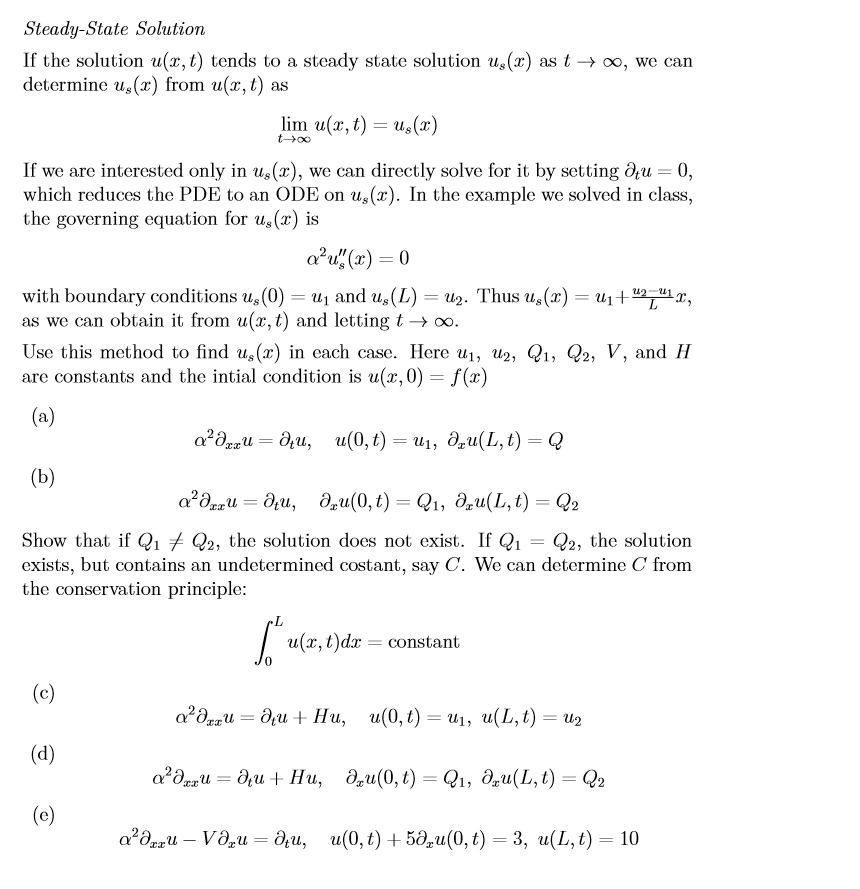 Solved Steady State Solution If The Solution U Z T Tends Chegg Com